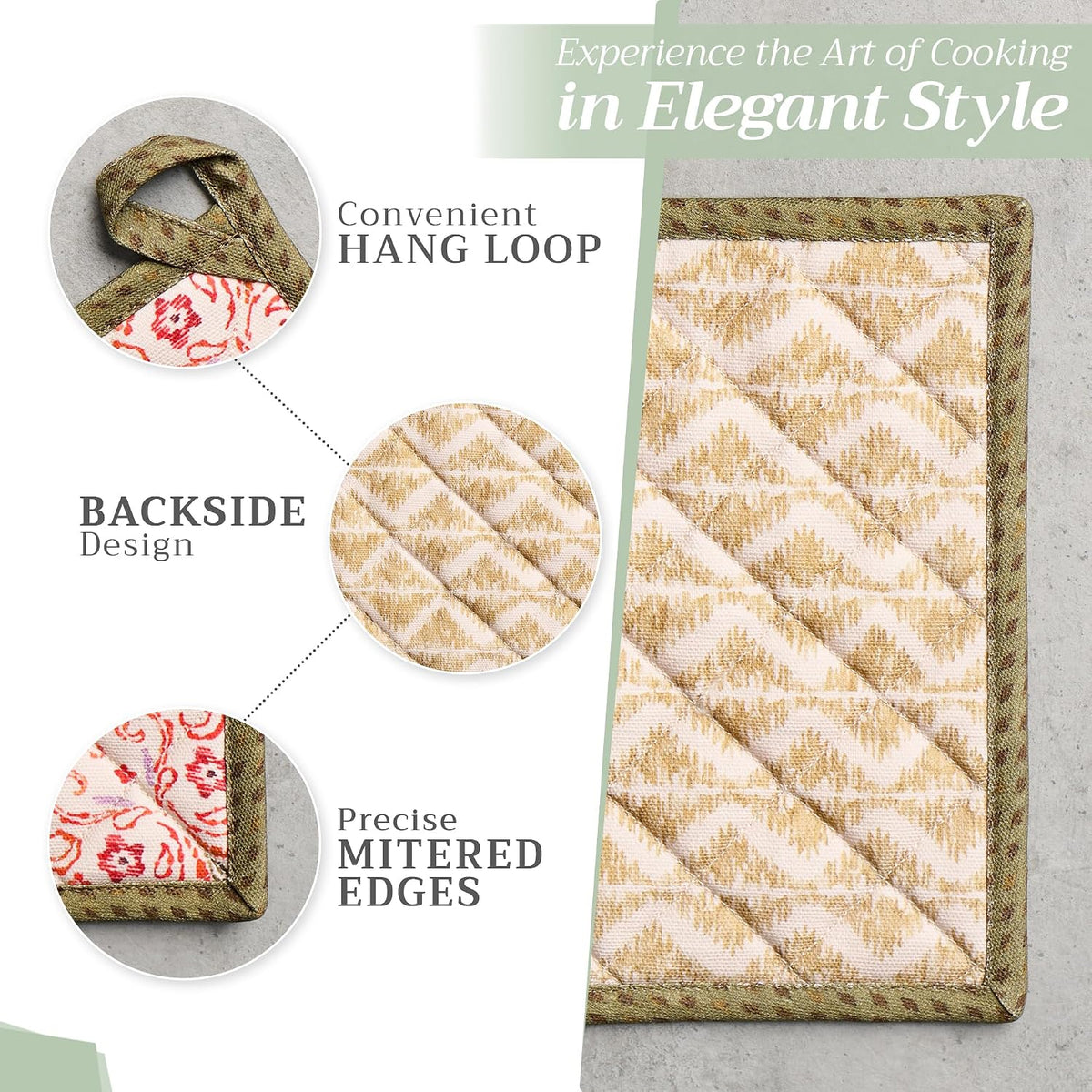 Maison d' Hermine Pot Holders 100% Cotton Potholders (8" x 8") - Colors A