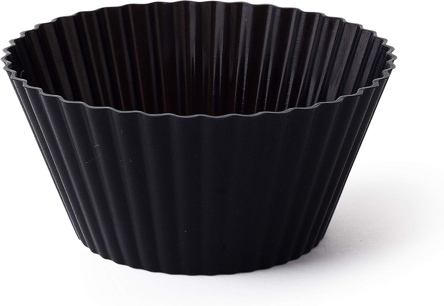 Fox Run Scalloped Black and White Silicone Cupcake and Muffin Liners, Set of 12, Standard Size Wrappers