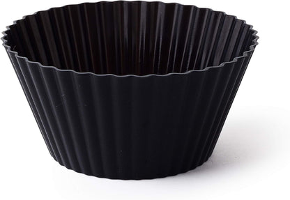 Fox Run Scalloped Black and White Silicone Cupcake and Muffin Liners, Set of 12, Standard Size Wrappers