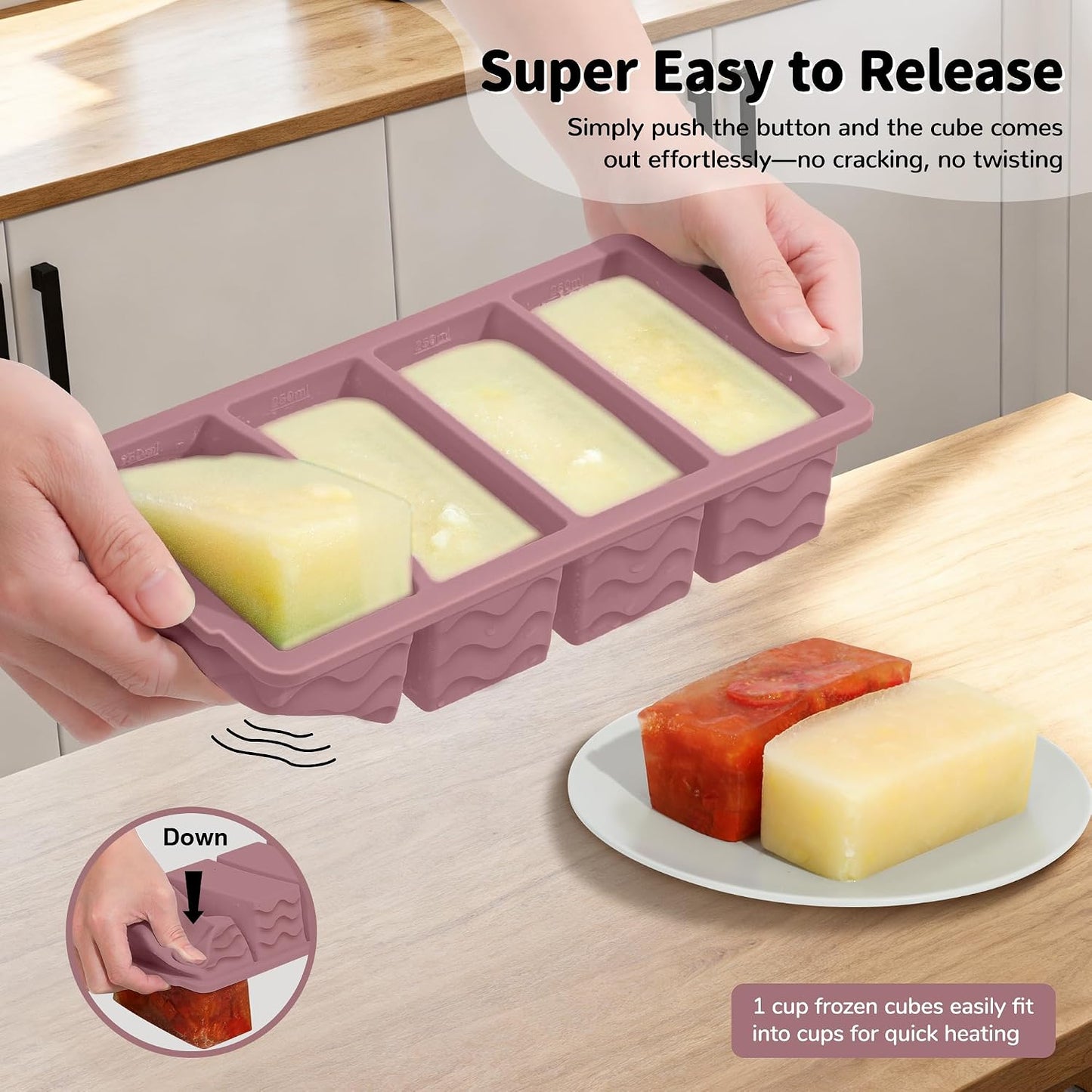 3-Pack Silicone Freezer Trays with Lid,2 Large 2-Cup(500ml)&4 Medium 1-Cup(250ml)&6 Small 1/2-Cup(125ml) Soup Freezer Container Molds,Ice Cube Tray For Meal Prep&Freezing Soup,Stews,Sauces