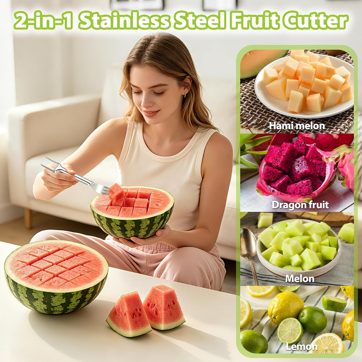 Watermelon Cutter Slicer, Stainless Steel Fruit Cutter Slicer Tool