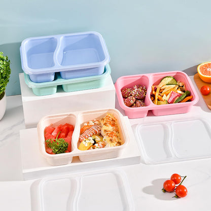 Finorder 6 Pack 4-Compartment Snack Containers, Reusable Food Containers for Kids School, Adults Office, Picnic Trip, Lunch Bento Box Meal Prep Containers (Bright Color Set)
