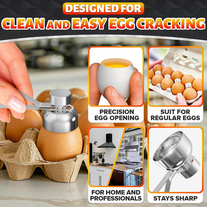 Egg Cracker Tool, Stainless Steel Topper, Spring-Loaded, Clean Cut