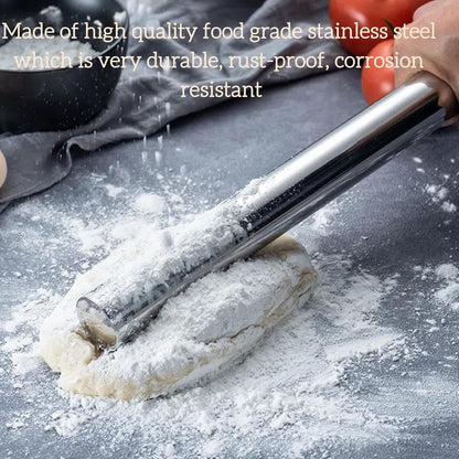 12.8-inch Stainless Steel Rolling Pin for Baking, French Smooth Metal Rolling Pin Kitchen Dough Roller for Fondant, Pizza, Pie, Cookie and Pastry