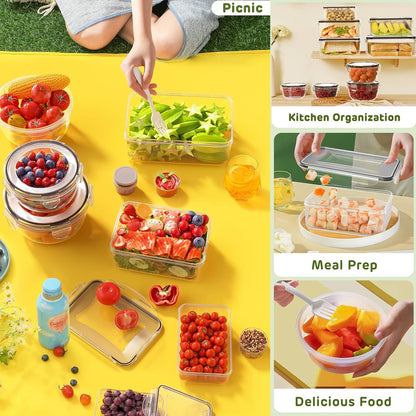 62 PCS Large Food Storage Containers with Lids Airtight (31 Lids &31 Containers) - Leakproof Meal-Prep Containers for Kitchen Storage Reusable Plastic Microwave/Dishwasher Safe with Labels & Pen