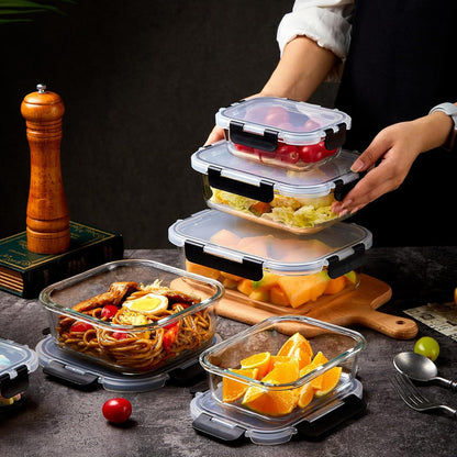 8-Piece 36oz Glass Meal Prep Container Set Clear Glass Food Storage Containers Set, Airtight Food Storage Containers for Coffee, Sugar, Flour, Spices, BPA-Free