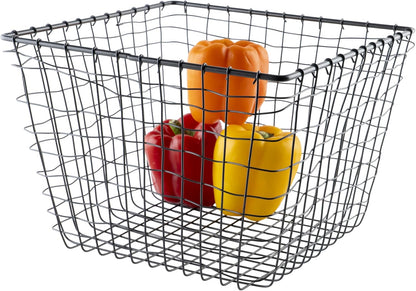 G.E.T. WB-315-MG Heavy Duty Iron Wire Utility Storage Basket/Bin with Handles, 11" x 8" x 8"