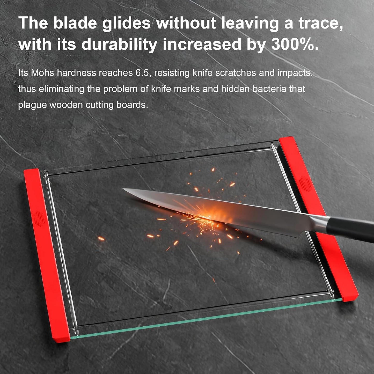 Tempered Glass Cutting Board Set for Kitchen Counter - Dishwasher Safe with Juice Grooves, Non-Slip Silicone Edges & Beveled Grip - 16"x12" & 12"x8" Serving Tray (Blue)