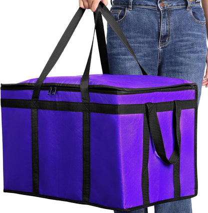 musbus Extra large XXXL Insulated Food Delivery Bag Cooler Bags Keep Food Warm Catering Therma Catering Bag for doordash 22x14x13 Cooler Bags Therma Shopper hot warming RED Pizza BLACK