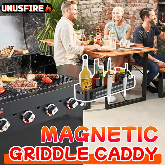 Magnetic Griddle Grill Caddy Organizer,Grill Caddy with Magnetic Tool Holder for Grilling BBQ,Space Saving Magnet Utensils Holder for Outdoor Blackstone Griddle
