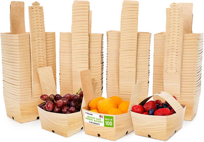 USA-Made Quart-Size Berry Baskets with Handles, Pack of 25 - 2 lbs Capacity Produce Basket for Fruits, Berries & Veggies - Premium Berry Container for Farmers Markets or Product Displays