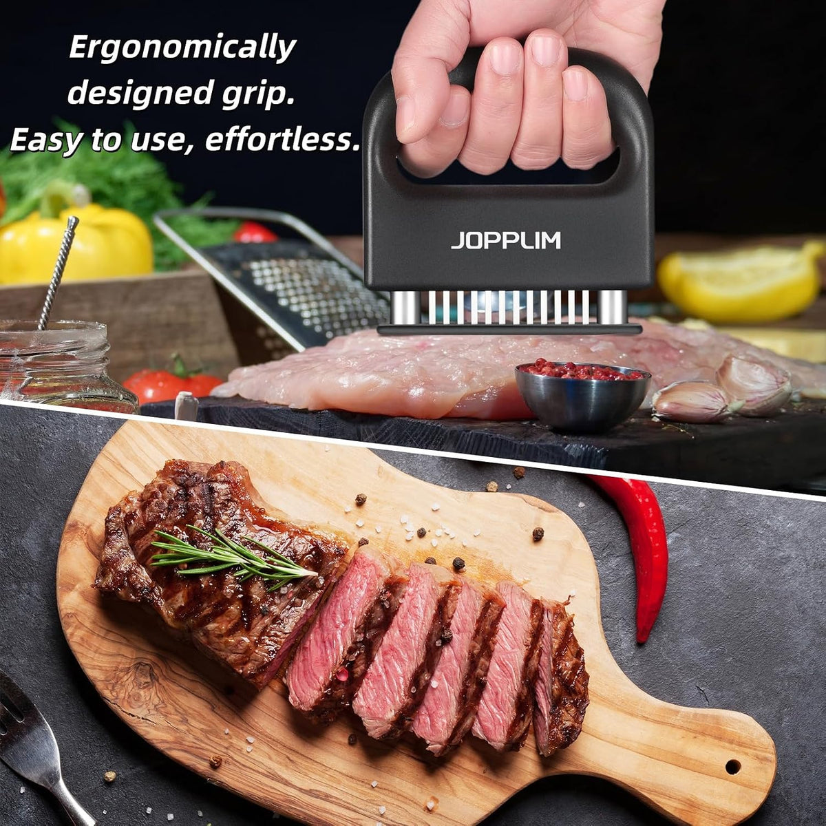 Meat Tenderizer, With 48 Stainless Steel Ultra Sharp Needle Blades