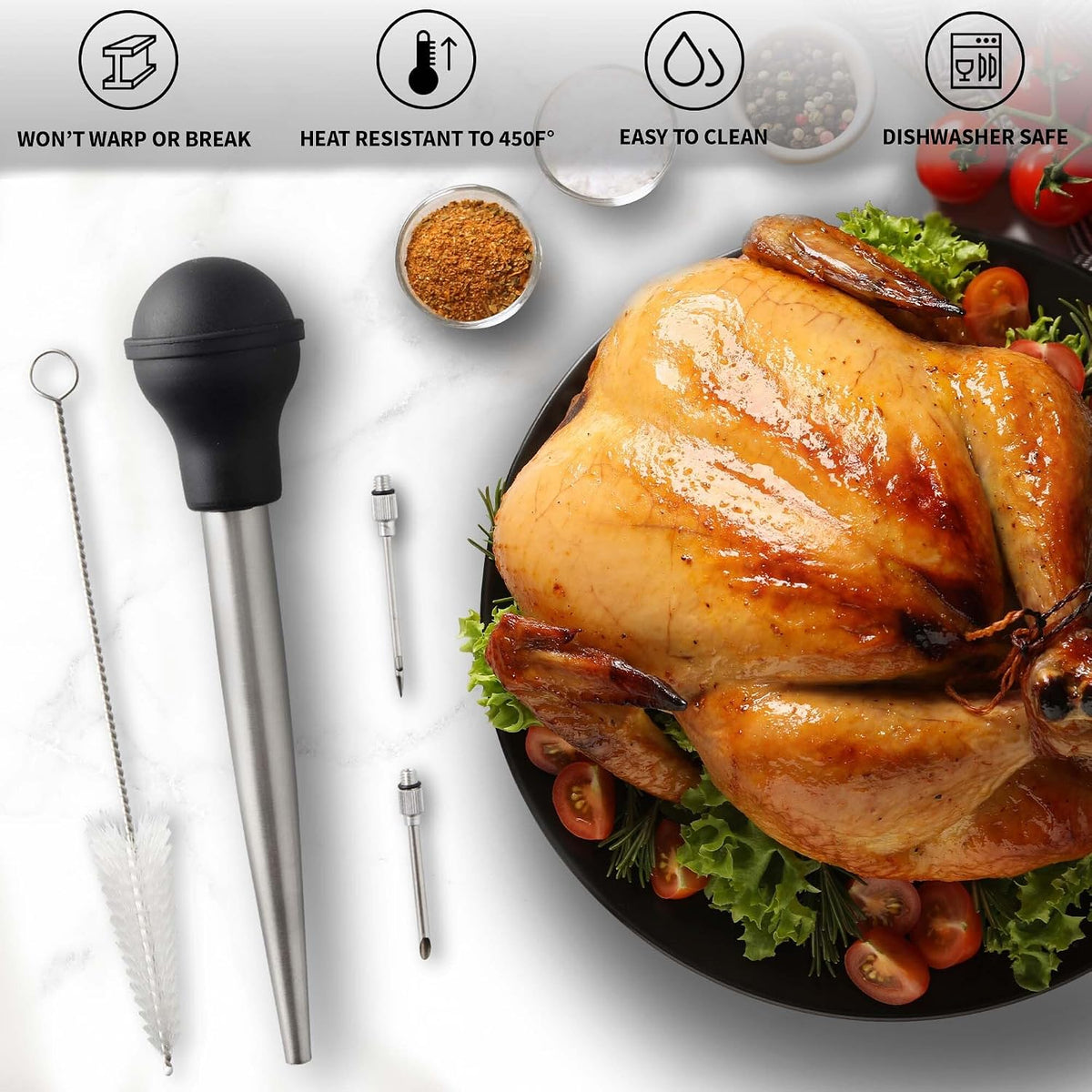 Zulay Kitchen Stainless Steel Turkey Baster
