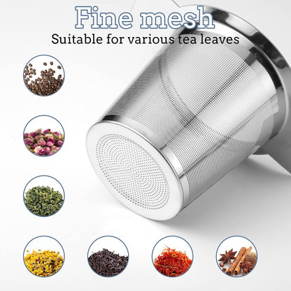 2 Pack Tea Infusers For Loose Tea, Stainless Steel Mesh With Lid