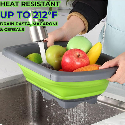 Collapsible Colander Set of 2, Foldable Silicone Pasta Strainer with Handles, 2 Pack Space Saving Kitchen Colander for Fruits,Space Saving Pasta Strainer Basket for Fruits & Vegetables