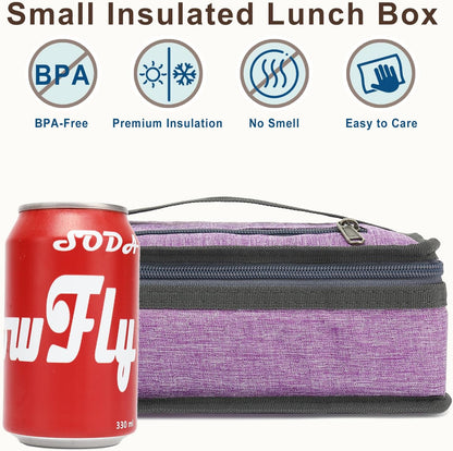 FlowFly Small Insulated Lunch box Portable Soft Bag Mini Cooler Thermal Meal Tote Kit with Handle for Work & School, Black