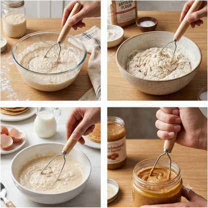 Sourdough Starter Stirring Hook and Danish Dough Whisk | Small Size to Fit in Jars | Improve the Mixing Standard Of Your Starter For Better Baking Results | New England Sourdough Starter Co.