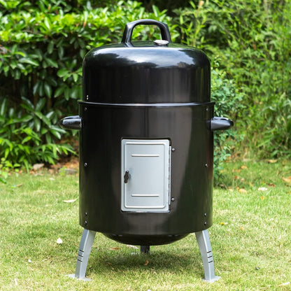 Sophia & William 18-Inch Vertical Charcoal Smokers BBQ Grills with Porcelain-Enameled Smoking Chamber & 2-Layer Smoking Shelves, Outdoor Smokers & Tabletop Grill Combo for Barbecue Camping(Black)