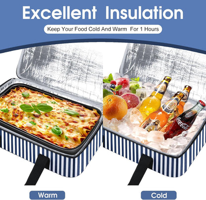 Insulated Casserole Carrier, Portable Casserole Carrier for Hot or Cold Food Lunch Tote Warmer or Cooler Bag, Lasagna Lunch Bag for Potluck Parties- Fits 9" x 13" Baking Dish-Charcoal Grey