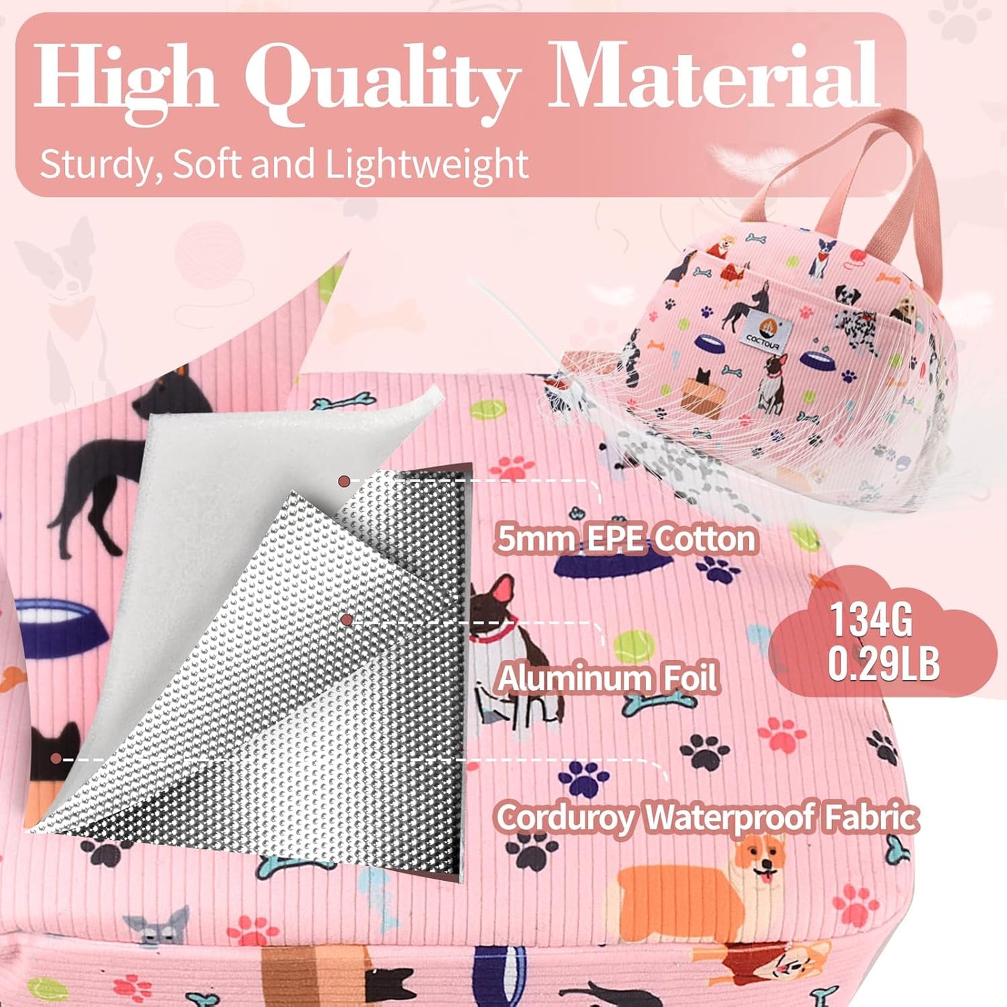 CaCTOUR Lunch Box for Women Girls Teens,Cute Lunch Box Cooler Bag, Portable Insulated Small Lunch Bag Women Reusable Corduroy Lunch Tote for Work/Travel/Picnic/School (Dog Green,Small)