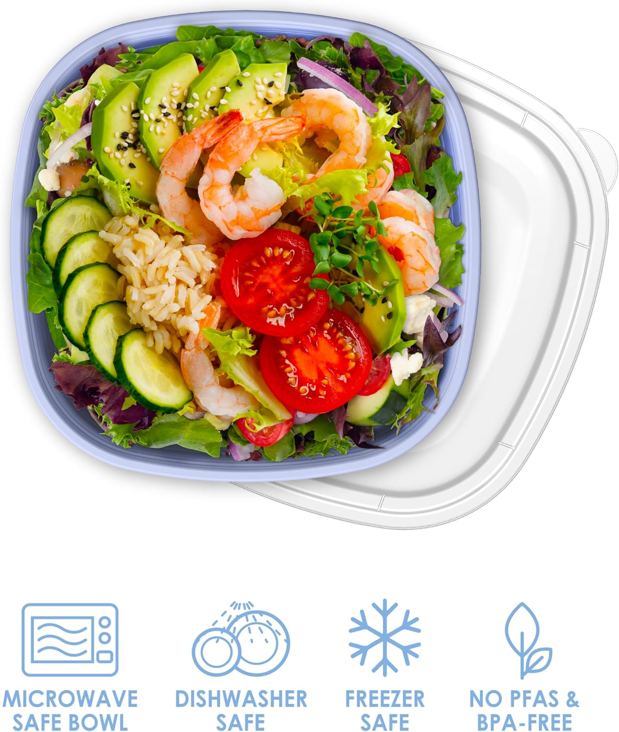 Bentgo Prep - 1-Compartment Bowls with Custom-Fit Lids - Reusable, Microwave Safe, Durable, PFAS & BPA-Free, Freezer & Dishwasher Safe Meal Prep Food Storage - 10 Bowls & 10 Lids (White Stone Tan)