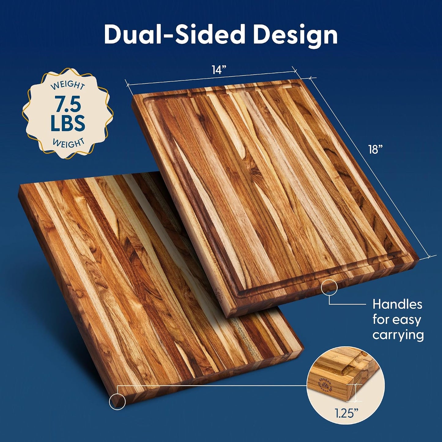 Sonder Los Angeles Doheny Wood Cutting Board Set | Acacia Edge Grain Cutting Board for Kitchen with Juice Groove | Perfect for Compact Daily Use | Gift Box Included | 14x10x1 in & 12x8x1 in