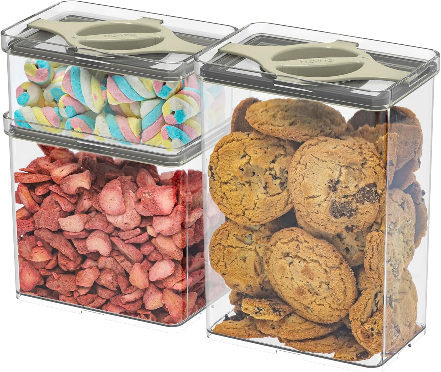 Leakproof Food Storage Container Set with Twist-Lock Lids, 3-Pack BPA-Free Stackable Pantry Canisters for Sugar, Flour, Pasta, Snacks(0.8qt (3.2 Cup), 1.9qt (7.6 Cup), 3qt (12 Cup)- Green