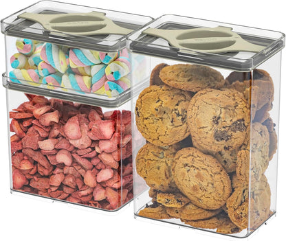 Leakproof Food Storage Container Set with Twist-Lock Lids, 3-Pack BPA-Free Stackable Pantry Canisters for Sugar, Flour, Pasta, Snacks(0.8qt (3.2 Cup), 1.9qt (7.6 Cup), 3qt (12 Cup)- Green