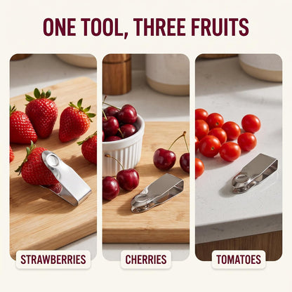 3Pcs Silver Stainless Steel Strawberry Huller Fruit Stem Remover Home Kitchen Tools for Cherry Tomato