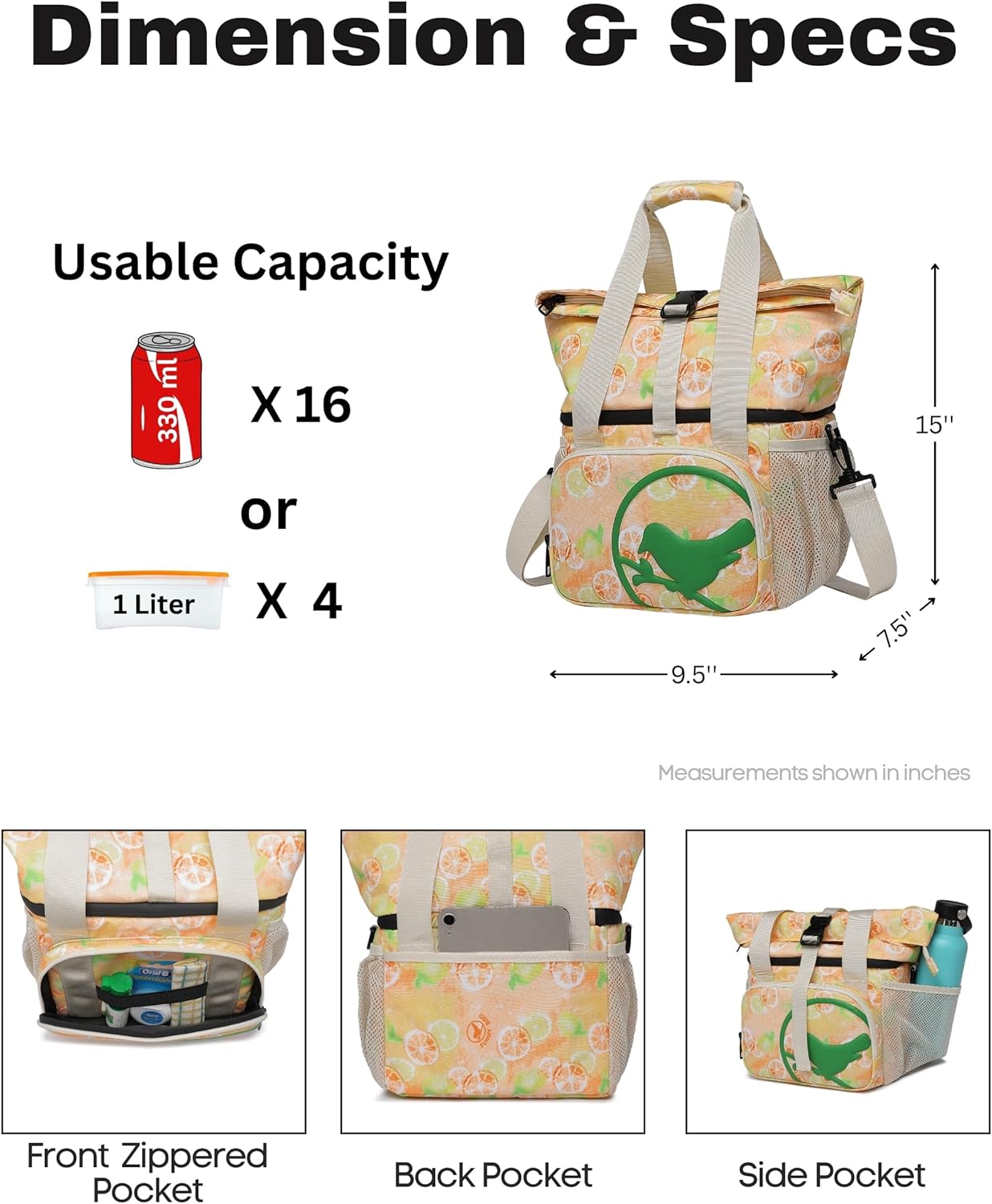 SUNNY BIRD Dual Compartment Lunch Bag Insulated Lunch Box for Women and Men (Purple)