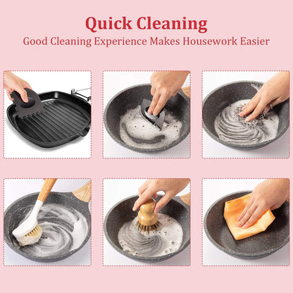 8 Pcs Kitchen Cleaning Set for Dish Cast Iron Pan Grill Skillet Pot Wok