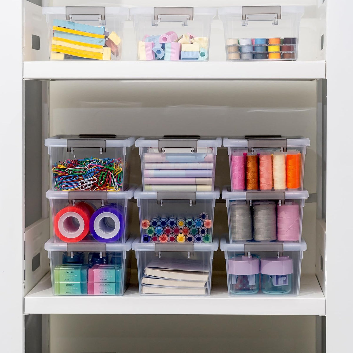 Citylife 6Packs 7.8Qt Plastic Storage Bins with Lids, Clear Organizer | Stackable totes Containers for Craft Supplies, Documents,Garage,Toys,Office and Classroom