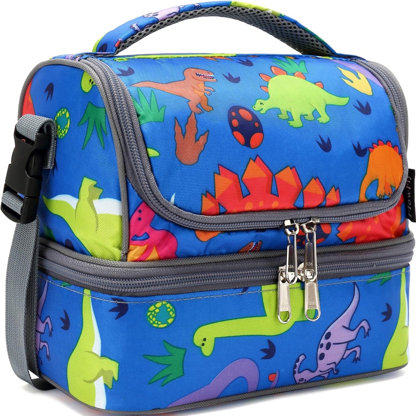 FlowFly Kids Double Decker Cooler Insulated Lunch Bag Large Tote for Boys, Girls, Men, Women, With Adjustable Strap, Unicorn