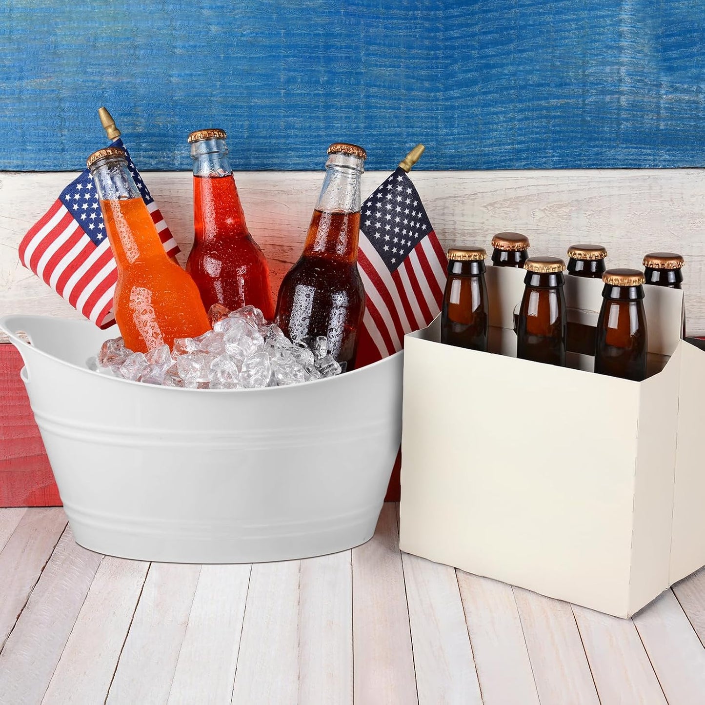 Patelai 6 Pcs Ice Buckets Bulk, Plastic Ice Buckets with Handles, Oval Storage Tub, Large Capacity Drink Tub for Party Bar Wine Beer Champagne Beverage Bottle Cooler(4.5 Liter,Clear)