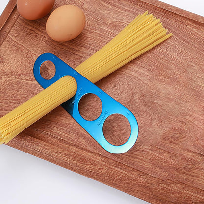 Stainless Steel Spaghetti Measuring Utensil Blue 4-Hole Kitchen Tool
