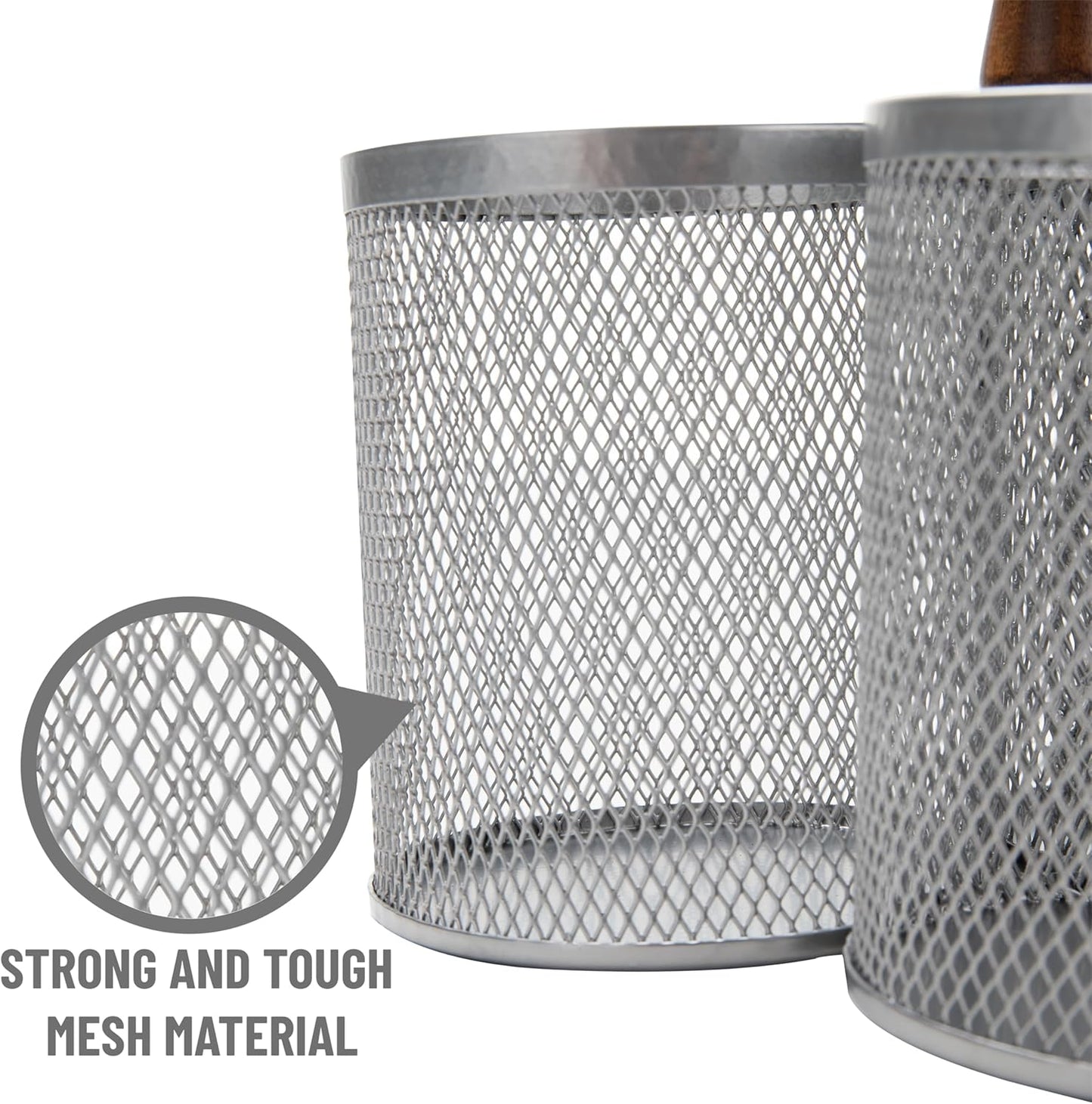 Mind Reader Utensil Holder, Silverware Organizer, Caddy, Cutlery Holder, Kitchen, Metal Mesh, 7.5"L x 7.5"W x 9.75"H, Black
