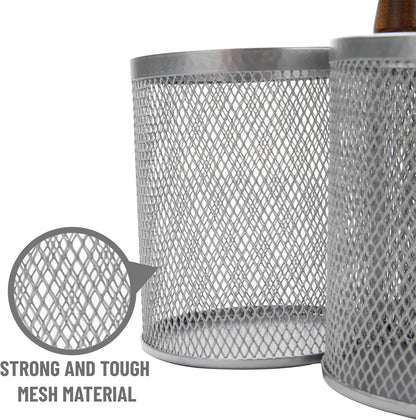 Mind Reader Utensil Holder, Silverware Organizer, Caddy, Cutlery Holder, Kitchen, Metal Mesh, 7.5"L x 7.5"W x 9.75"H, Black