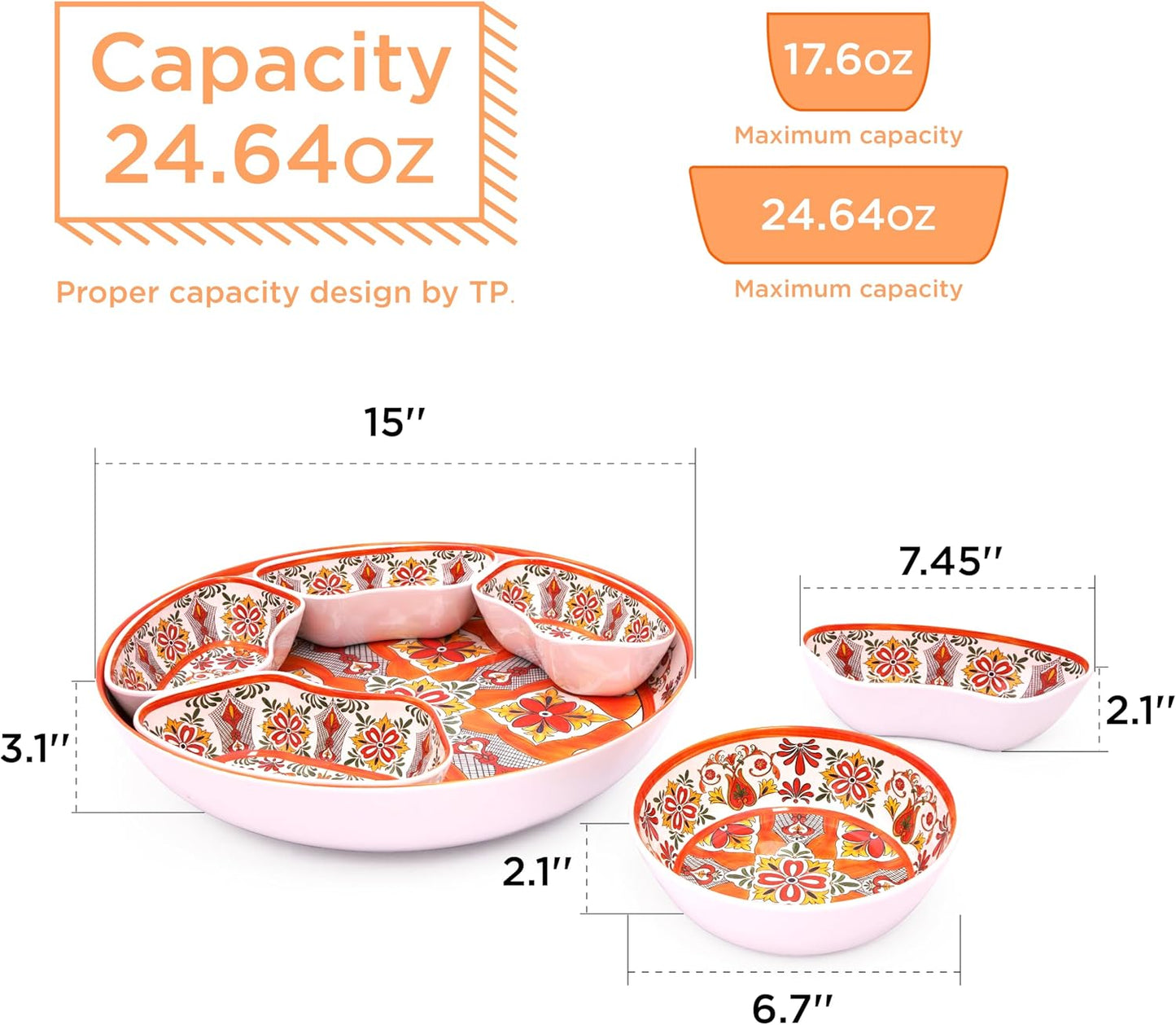 TP Taco Bar Serving Set, Taco Tuesday Kit with Lazy Susan Tray, 2 Taco Holders, Melamine Platter for Nachos, Burritos, Fajitas for Fiesta & Party, Talavera Bloom