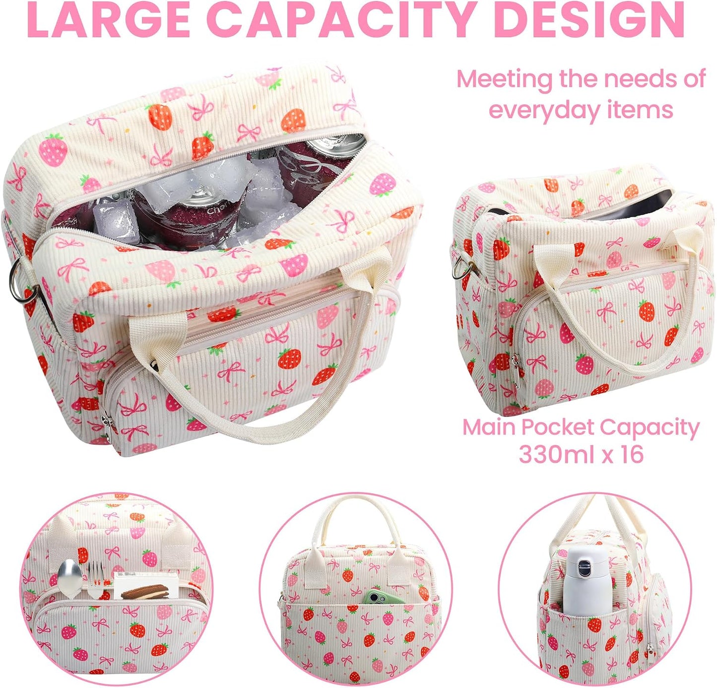 RLGPBON Insulated Lunch Bag Teen Girls, Preppy Lunch Box Large Insulated Lunch Bag Reusable Lunch Tote Bag, Preppy LunchBag for Girls School Travel Picnic