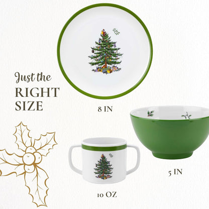 Spode Christmas Tree Melamine Chip and Dip | 14 Inch Serving Platter for Cheese, Appetizers, Chips, Salsa and more, Made of Melamine perfect for Hosting Indoors and Outdoors | Dishwasher safe