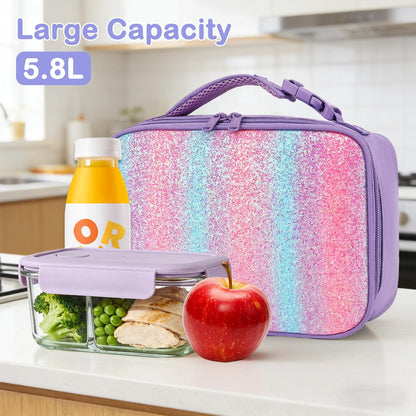 FlowFly Kids Lunch box Insulated Soft Bag Mini Cooler Back to School Thermal Meal Tote Kit for Girls, Boys, Black