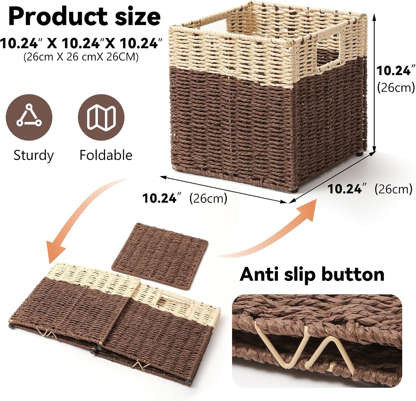 Wicker Storage Basket, Baskets for Organizing, Storage Basket with Built-in Handles, Water Hyacinth Shelves，Wicker Storage Baskets for Shelves, Water Hyacinth Storage Baskets (nature, 4-Pack)