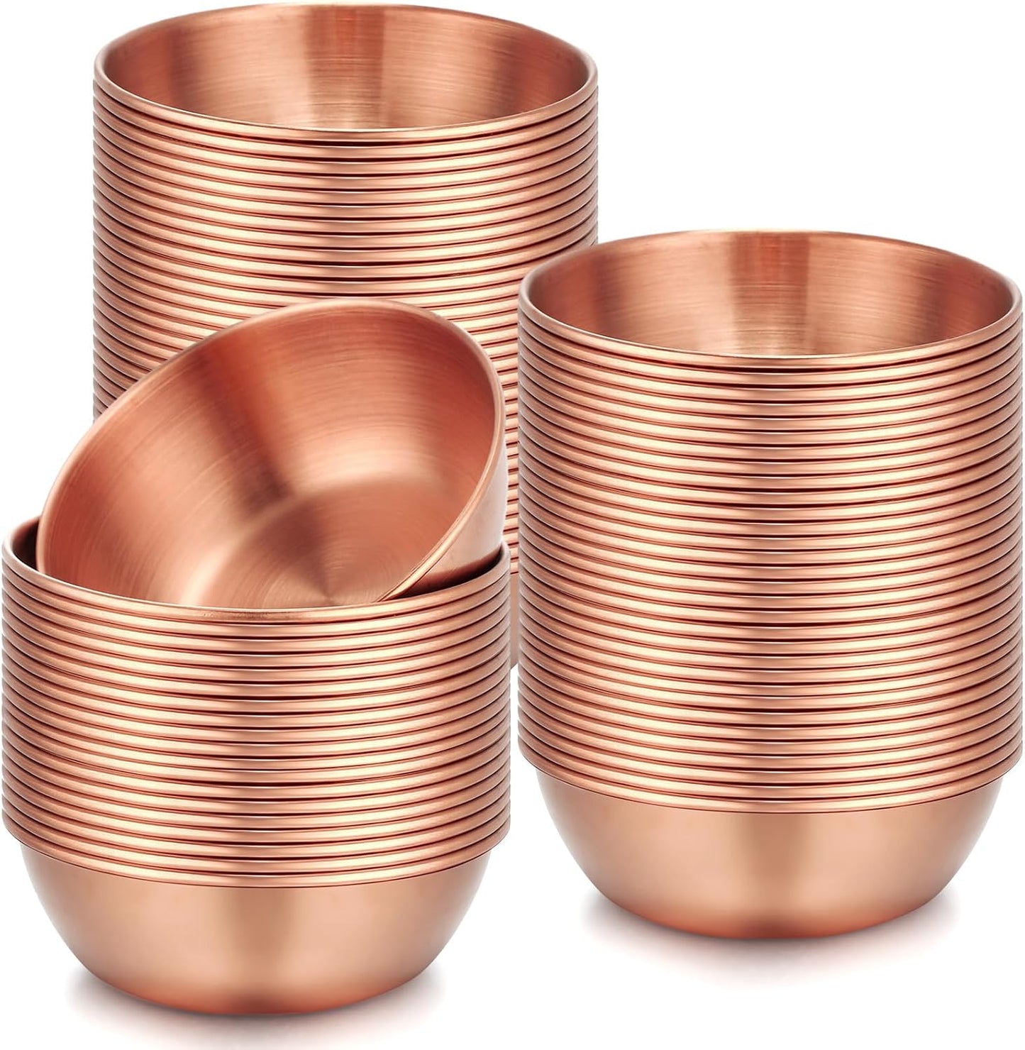 Tanlade 50 Pcs Metal Sauce Bowls 3.2 Inch Round Stainless Steel Seasoning Dishes Cups Mini Saucers Plates Small Sushi Dipping Bowls for Prep Ramekins Kitchen Party Supplies(Silver)