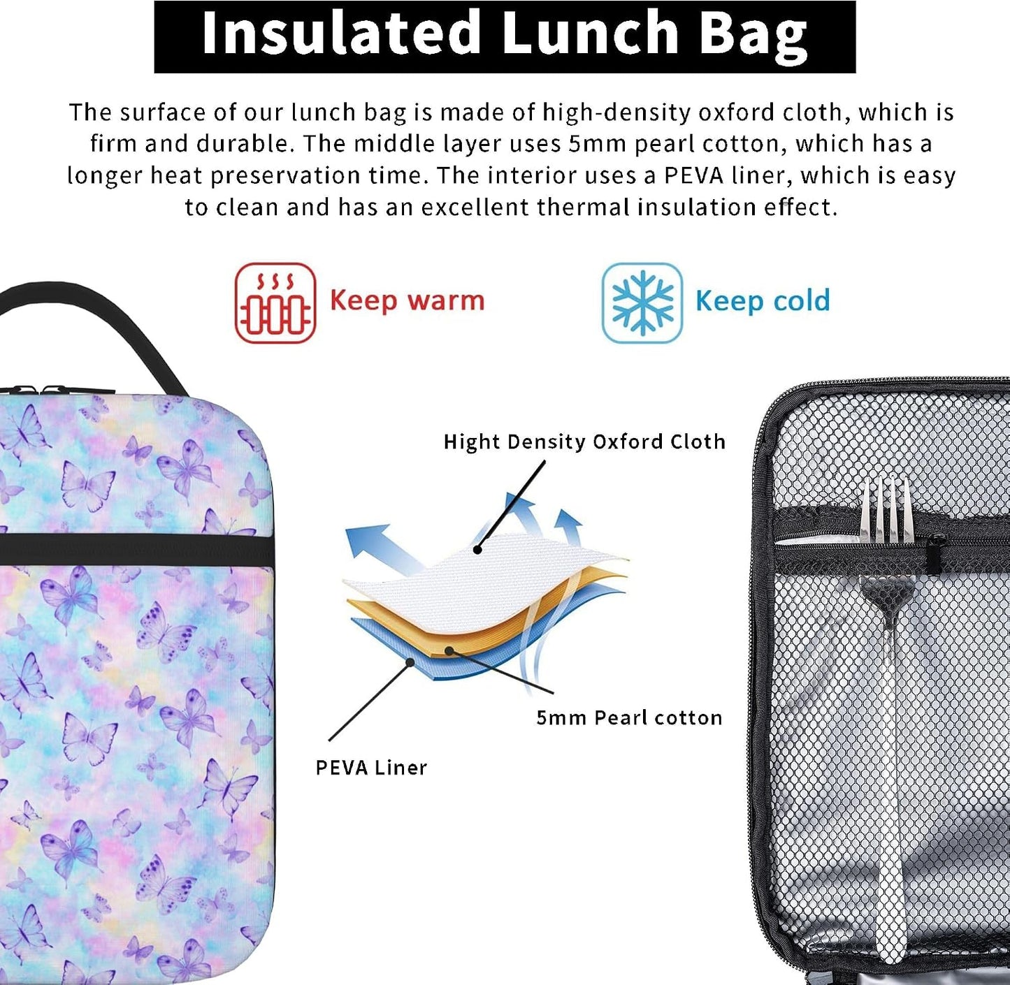 Dinosaur Volcano Insulated Lunch Bag for Women & Men, Reusable Leak-Proof Lunch Box with Cooler Compartment, Lunch Tote for Adults Work Travel Picnic Durable & Washable