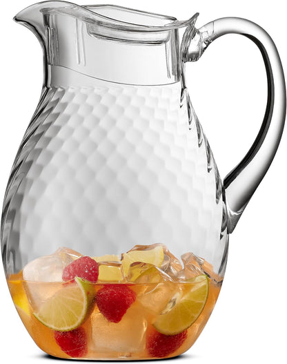 2 Gallon Glass Drink Dispenser, hobnail Drink Dispensers for Parties, Beverage Dispenser with Stand and Glass Lid, 100% Leakproof Spigot, Ideal for Lemonade, Juice,