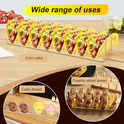 Wood Taco Holder, Bamboo Taco Holders, Each Holds 8 Tacos Each Taco Tray, Taco Holder with Taco Rack for Tortillas Burritos Charcuterie