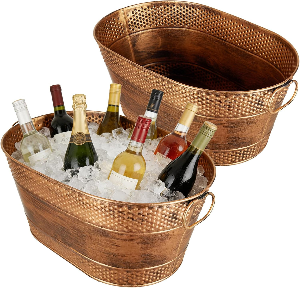 4 Gallon Galvanized Beverage Tub, 2 Pcs Heavy-Duty Ice Buckets Large Galvanized Drink Buckets with Handles for Catering Bars Parties