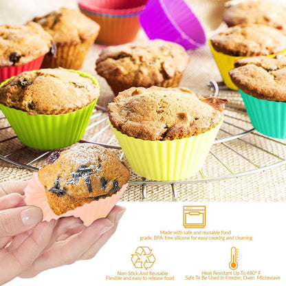 6 pack Silicone Baking Cups, Reusable Muffin Liners Non-Stick Cup, Cake Molds Set,Cupcake Silicone Liner Cupcake Holder,Bpa Free (navy blue)
