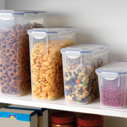 Lock & Lock Easy Essentials Food Storage Bin Set for Pasta, Flour, Sugar/Airtight Container Lids/BPA-Free/Dishwasher Safe, 8 Piece - Clear
