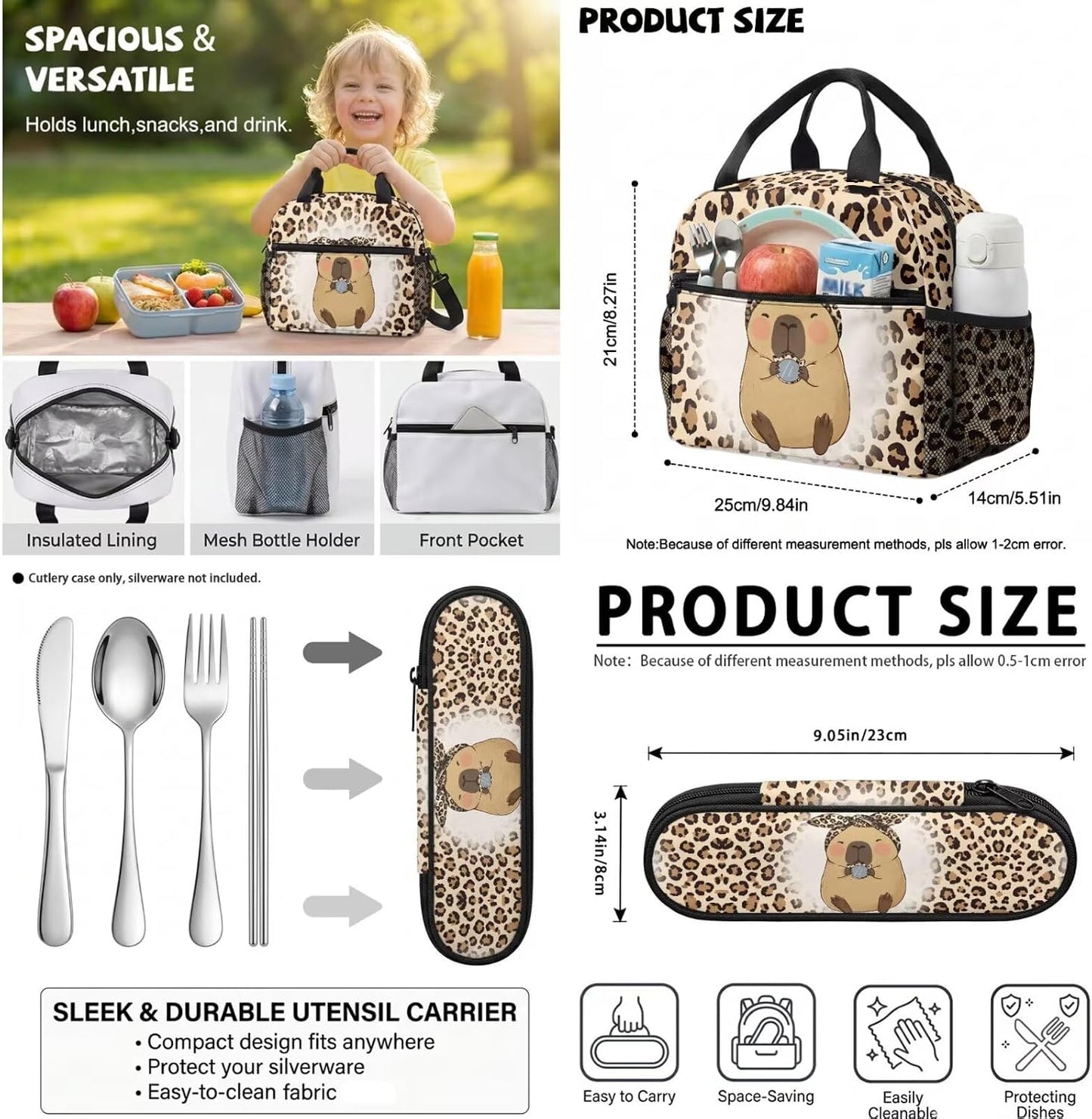 Highland Cow Backpack with Lunch Box Set for Kids Sunflower School Backpack for Girls Boys Back to School Bag Student Travel Backpacks Reusable Utensils Pen Case Water Bottle Bag 5PCS